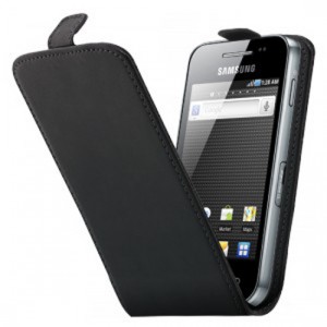 Housse de protection cuir noir a rabat aimanté pour Samsung Galaxy Ace S5830