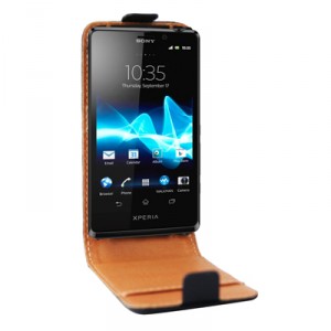 Housse luxe cuir noire Sony Xperia T