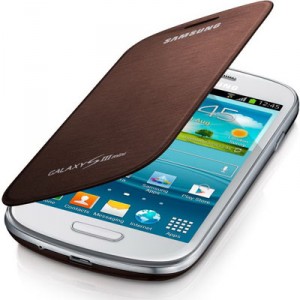 Housse marron intégrée origine Samsung Galaxy S3 Mini