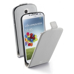 Housse blanche Cellular Line Essential à rabat pour Galaxy S4 