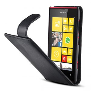 Housse à rabat noire pour Nokia Lumia 520