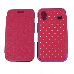 Housse rose strass diamants rose style portefeuille pour Galaxy Ace Samsung