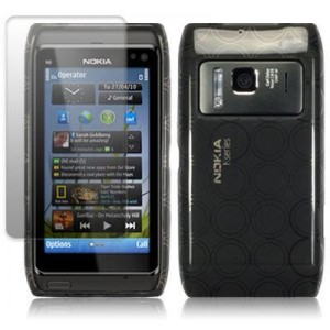 Silicone noir fumée TPU + filme de protection Nokia N8 pour Nokia N8