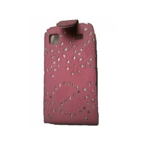 Housse diamant rose Strass et cuir pour Galaxy S2