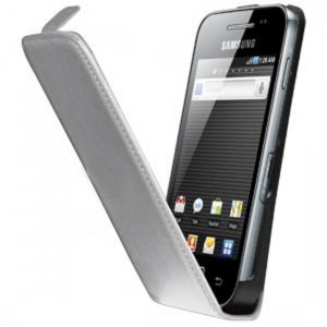 Housse Samsung Galaxy Ace S5830 blanc avec fermeture aimanté"