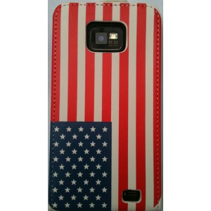 Housse cuir drapeau USA pour Samsung Galaxy S2