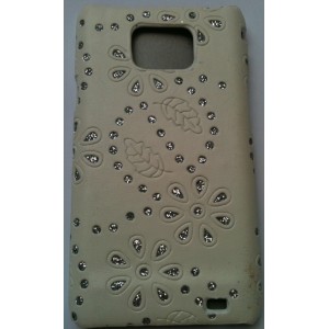 Coque blanche Strass incrustée diamant Galaxy S2