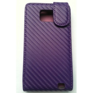 Housse pour Samsung Galaxy S2 violet style carbone