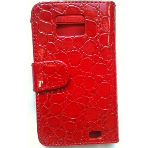 Etui cuir croco rouge pour Samsung Galaxy S2