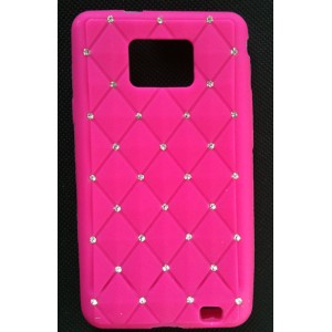 Coque silcone rose avec Strass pour Samsung Galaxy S2 i9100