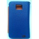 Etui Luxe en cuir pour Samsung Galaxy S2 - couleur bleu (portefeuille)