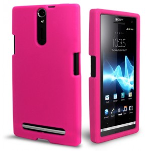 Silicone rose pour protection Sony Xperia S