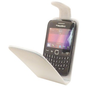 Housse blanche cuir lisse pour protection Blackberry Curve 9360 - blanc