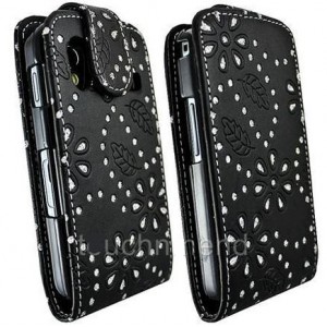 Etui strass noir pour Samsung Galaxy Ace S5830