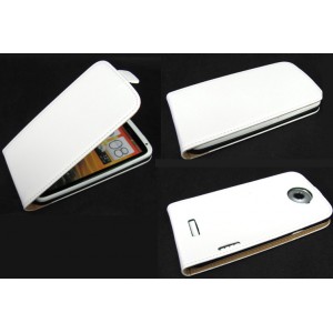 Etui blanc en cuir pour HTC One X - Housse rabat