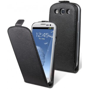 Housse noire cuir pour Samsung Galaxy S3 / étui Galaxy SIII