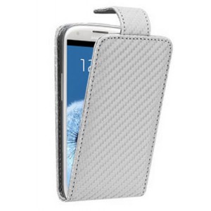 Etui blanc effet carbone Samsung Galaxy S3 / housse blanche