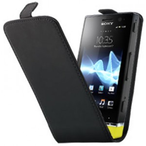 Etui cuir noir pour Sony Xperia U