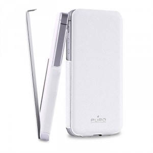 Etui de luxe en cuir couleur blanche de la marque Puro pour iPhone 5