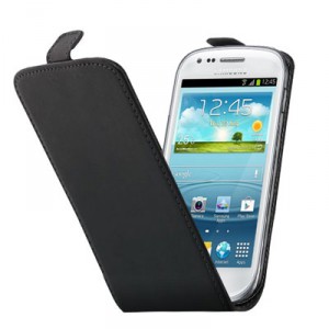 Etui cuir noir à rabat pour Samsung Galaxy S3 mini