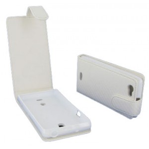 Housse blanche Sony Xperia T style carbone