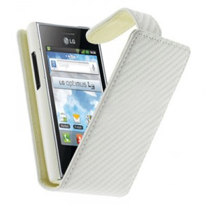 Housse carbone pour LG Optimus L3 - couleur blanc