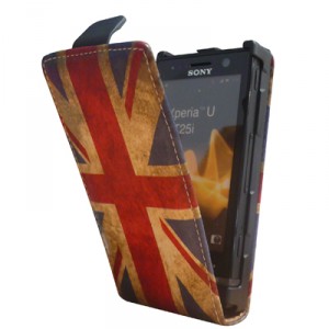 Housse à rabat drapeau Angleterre style vintage pour Sony Xperia U - étui drapeau UK