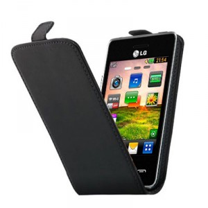 Etui cuir luxe noir pour LG T385 wifi