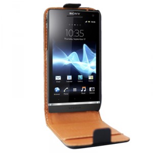 Etui en cuir noir luxe Sony Xperia Miro