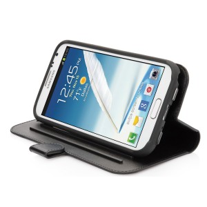 Housse Support Folder Capdase cuir noir pour Samsung Galaxy Note 2