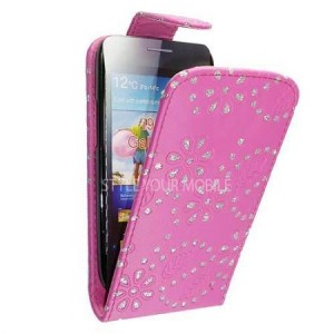 Housse rose avec strass pour Samsung Galaxy S3 mini