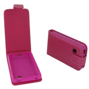 Housse rose fuchsia style carbone pour LG T385 wifi