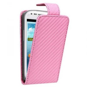 Etui fibre carbone rose pour Samsung Galaxy S3 mini