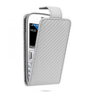 Etui style carbone blanc pour Nokia Asha 302