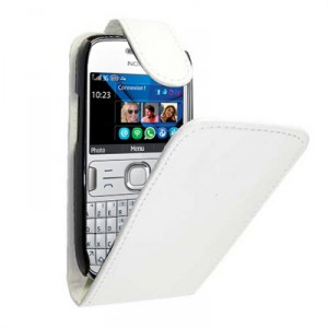 Etui à clapet blanc simili cuir pour Nokia Asha 302