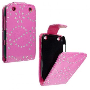 Housse/coque rose avec strass pour Blackberry Curve 9320