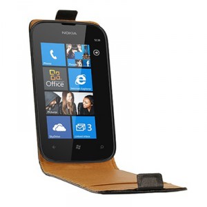 Housse luxe cuir noire pour Nokia Lumia 510