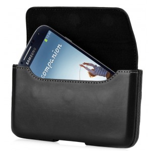 Etui clip ceinture cuir noir Capdase pour Samsung Galaxy S4 / S3 / HTC One / Sony Xperia Z 