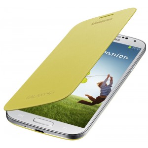 Housse coque intégrée Flip Cover Jaune d'origine Samsung Galaxy S4