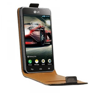 Housse à rabat cuir noir pour le LG Optimus F5