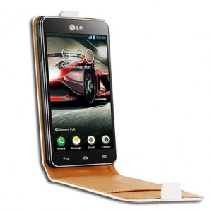 Etui cuir blanc à rabat pour le LG Optimus F5