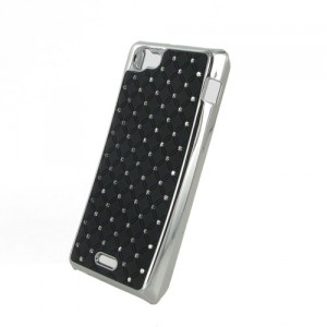 Coque noire avec motif strass incrustées diamants pour le Sony Xperia J