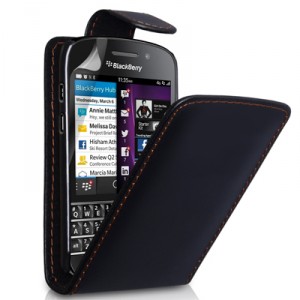 Housse noire à rabat simple pour Blackberry Q10